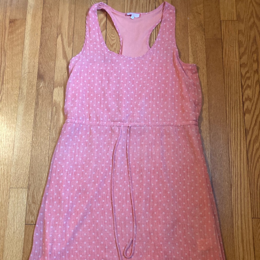 Best Society Scoopneck Drawstring Waist Dress Polka Dot